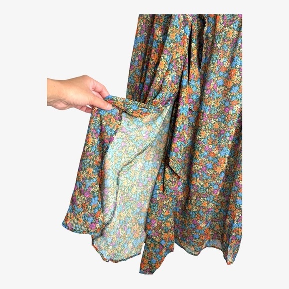 For Love And Lemons Brittany Floral Print Midi Dress in Multi NWT Small - Picture 8 of 15